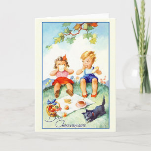 Vintage Bon Anniversaire French Birthday Card