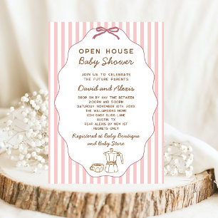 Vintage Bonjour Bebe Open House Girl Baby Shower Invitation