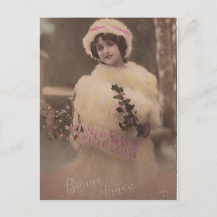 Vintage Bonne Annee Winter Postcard | Zazzle.com