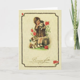 Vintage Bonne fête French Birthday Card