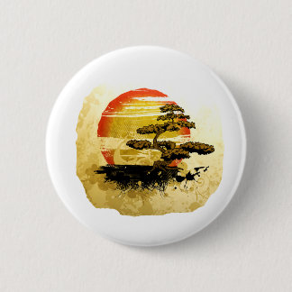 Vintage Bonsai Graphic Grunge Look with Sun Button
