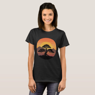 Vintage bonsai tree sunset nature T-Shirt