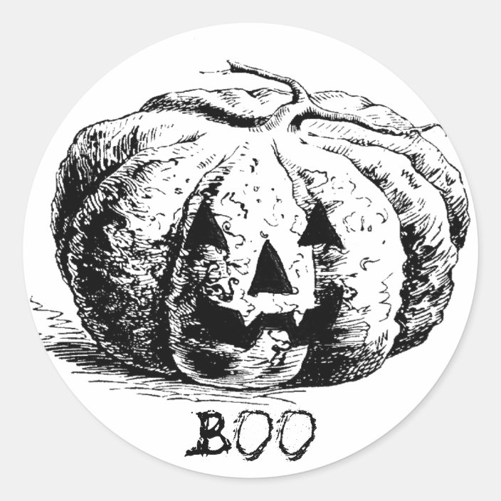 Vintage Boo Jack O Lantern Pumpkin Classic Round Sticker