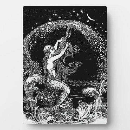 Vintage Book Art Mermaid Plaque