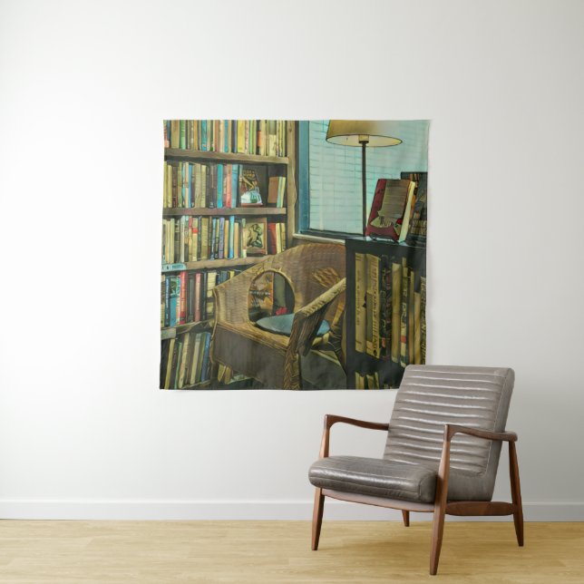 Vintage book artwork tapestry (In Situ)