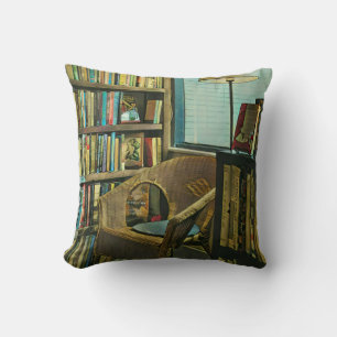 Vintage book artwork throw pillow