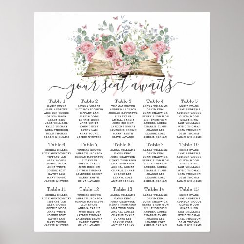 Vintage Book Blush Floral Bridal Seating Chart