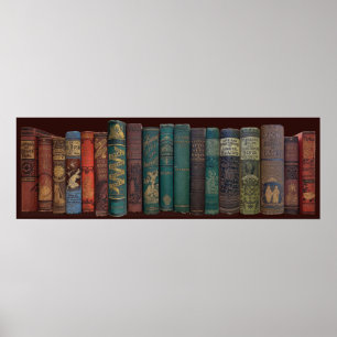 VINTAGE BOOK BOOKSHELF POSTER