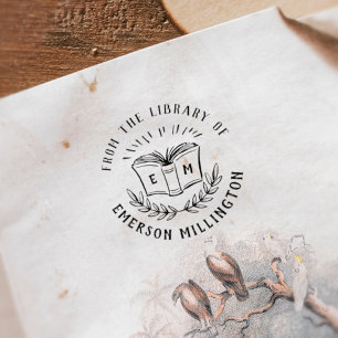 Vintage Book & Branch From The Library Of Rubber Stamp