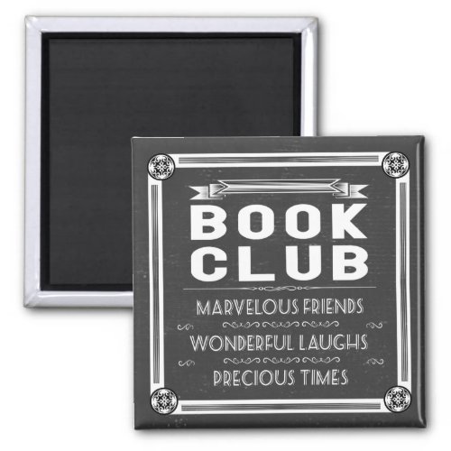 Vintage Book Club Typography Chalk Magnet