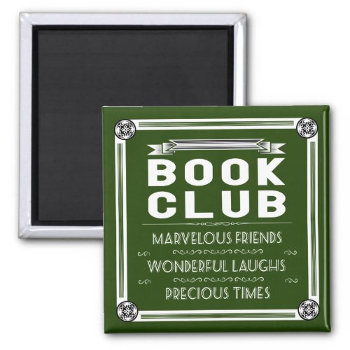 Vintage Book Club Typography Green Magnet