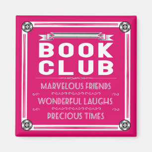 Vintage Book Club Typography Pink Magnet