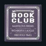 Vintage Book Club Typography Purple Magnet<br><div class="desc">Fun blue,  black and white graphic art designed patterned after vintage typography advertisement. Design features decorative borders,  ribbons and ornament elements.  Text reads:Book Club,  Marvelous Friends,  Wonderful Laughs and Precious Times.  You can change the background color to your own favorite color.</div>