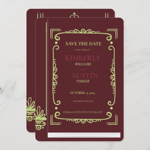 Vintage Book Cover  Book Theme Save The Date Invitation