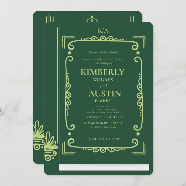 Vintage Book Cover | Book Theme Wedding Invitation (Front/Back)