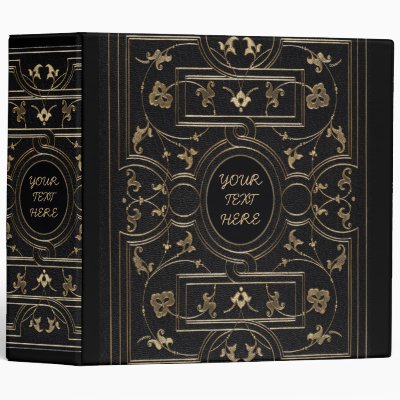 Decorative Old Book Cover Retro Floral Design 3 Ring Binder