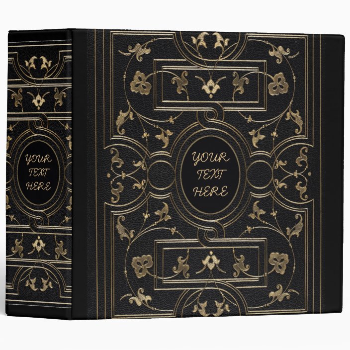 Vintage Book Cover Gilded Decoration On Black Binder Zazzle Com