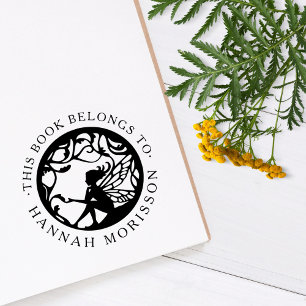 Vintage Book Fairy Custom Name From The Library Rubber Stamp