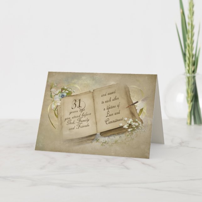 Vintage Book for 31st Wedding Anniversary  Card (Front)
