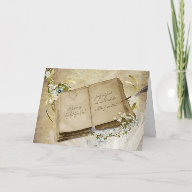 Vintage book for 40th Wedding Anniversary Card (Front)