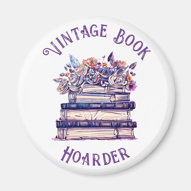 Vintage Book Hoarder Magnet (Front)