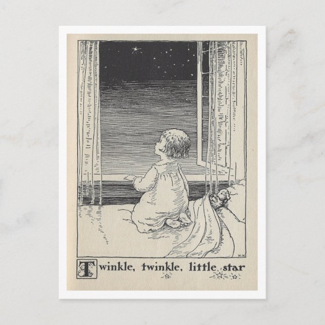 Vintage Book Illustration Twinkle Star Postcard (Front)