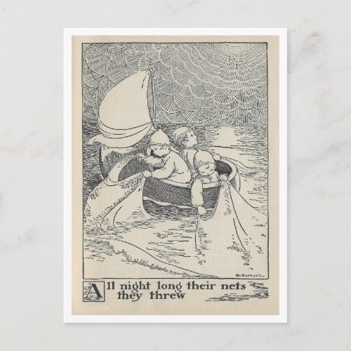 Vintage Book Illustration Wynken Blynken Nod Postcard