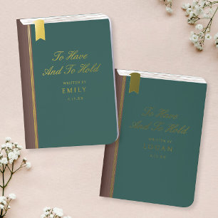 Vintage Book Library Wedding Dark GreenGold