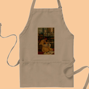 Vintage Book Lover Art Print   Art Nouveau Woman  Adult Apron