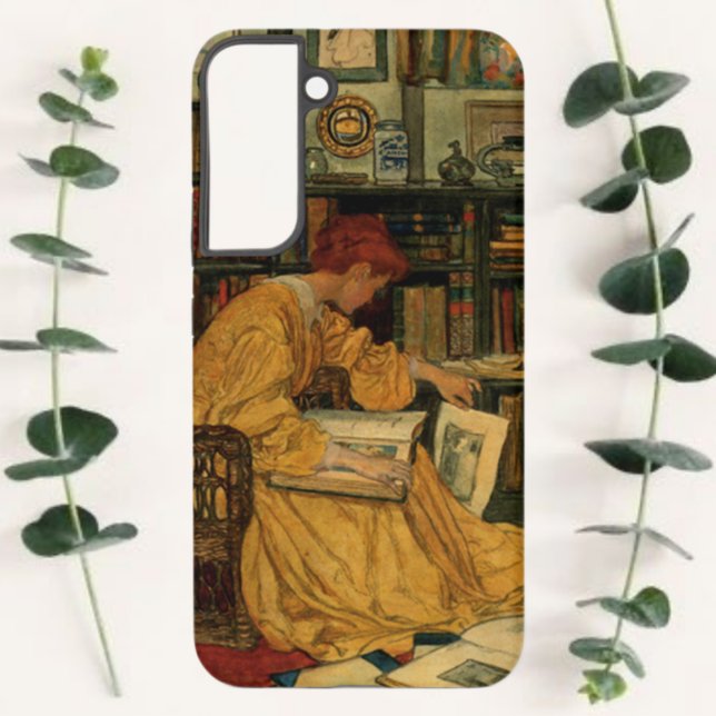 Vintage Book Lover Art Print | Art Nouveau Woman  Samsung Galaxy Case (Creator Uploaded)
