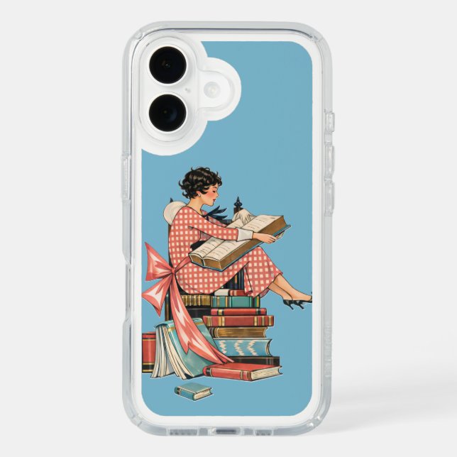 Vintage Book Lover Reading Illustration Speck iPhone Case (Front)