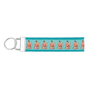 Vintage Book Lover Reading Illustration Wrist Keychain