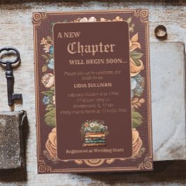 Vintage Book New Chapter Floral Bridal Shower Invitation