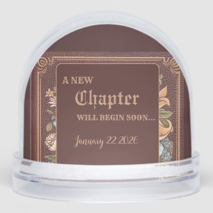 Vintage Book New Chapter Wedding Shower Snow Globe