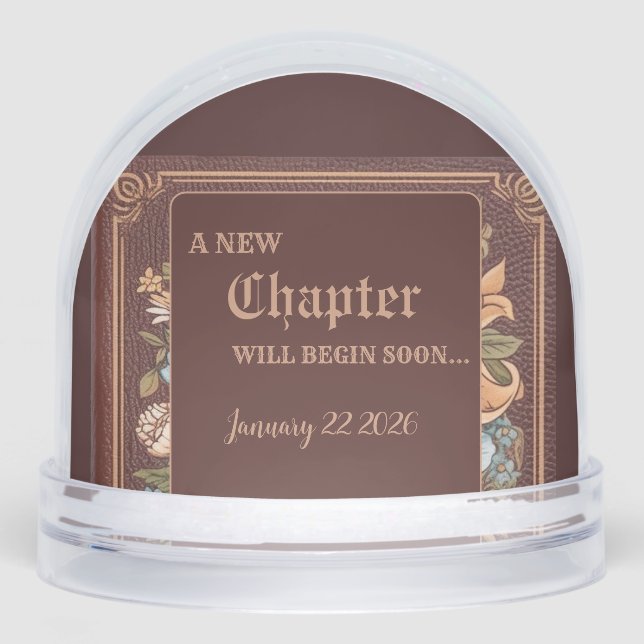 Vintage Book New Chapter Wedding Shower Snow Globe (Front)