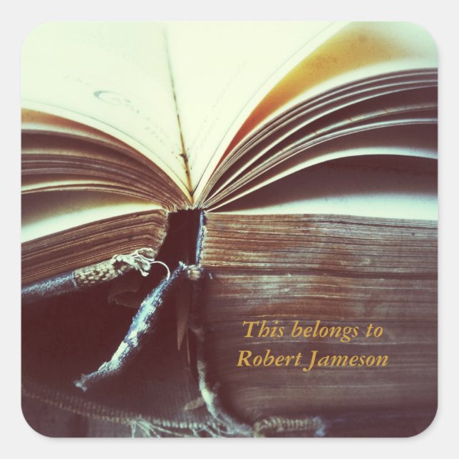 vintage book open bookplate stickers (Front)