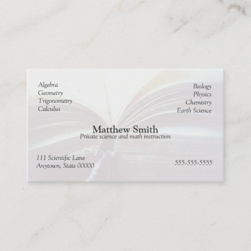 vintage book open fade business card