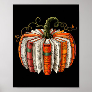 Vintage Book Pumpkin Autumn Fall Librarians Bookwo Poster