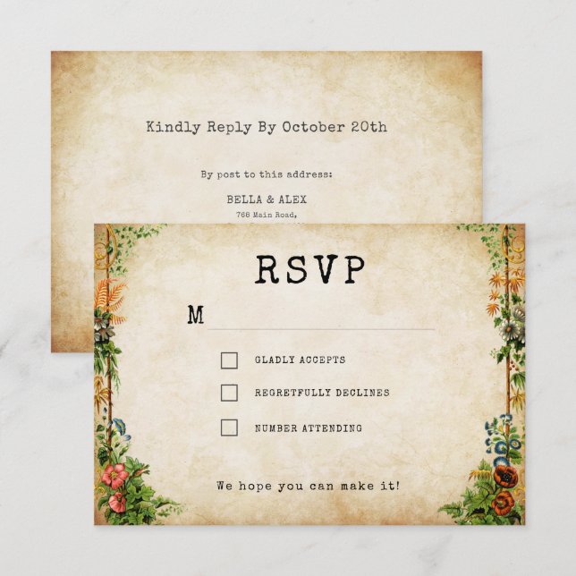 Vintage Book Secret Garden RSVP Card (Front/Back)