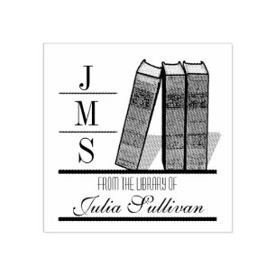 Vintage Book Shelf Wood Stamp