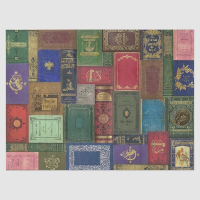 Vintage Book Spines Tissue Paper (Front)