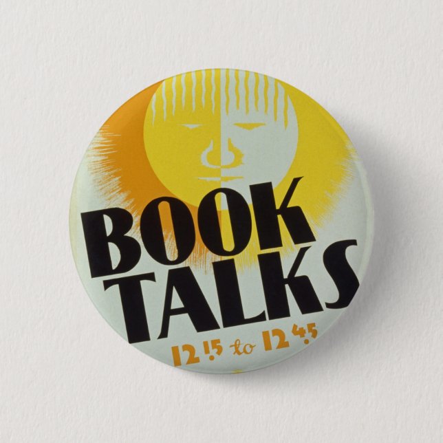 Vintage "Book Talks" Badge Button (Front)