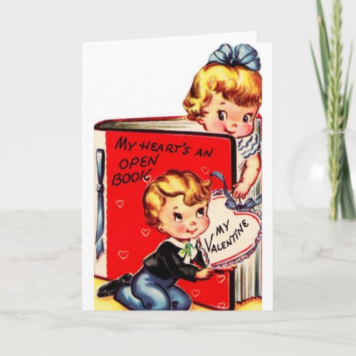 Vintage Book Valentines Day Greeting Card