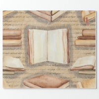 Jane Austen and antique bookshelf Wrapping Paper