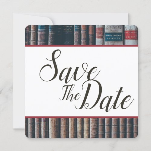 Vintage Bookcase Save The Date