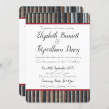 Vintage Bookcase Wedding Invitation