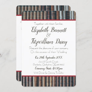 Vintage Bookcase Wedding Invitation