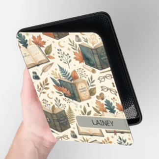 Vintage Bookish Aesthetic Floral Personalized Kindle Cover