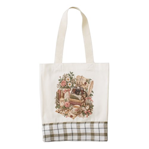 Vintage Bookish Floral Tote Bag