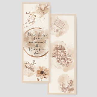 Vintage Booklover Coffee Quote Bookmark